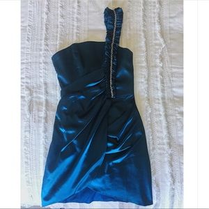 Midnight turquoise one strap formal dress